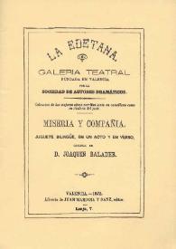 Miseria y compañía : juguete bilingüe en un acto y en verso