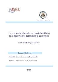 La economía laboral en el período clásico de la historia del pensamiento económico