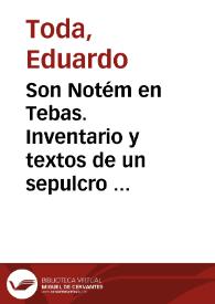 Son Notém en Tebas. Inventario y textos de un sepulcro egipcio de la XX dinastía