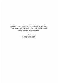 Entrega de la Medalla de Honor de 1991 concedida a Fundacio Caixa d'Estalvis i Pensions de Barcelona