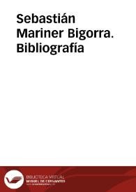 Sebastián Mariner Bigorra. Bibliografía