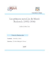 Les primeres novel·les de Mercè Rodoreda (1932-1936)