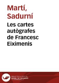 Les cartes autògrafes de Francesc Eiximenis