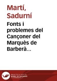 Fonts i problemes del Cançoner del Marquès de Barberà (S1 - BM1)