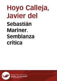 Sebastián Mariner. Semblanza crítica