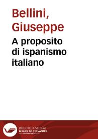 A proposito di ispanismo italiano