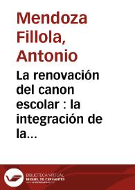 La renovación del canon escolar : la integración de la literatura infantil y juvenil en la formación literaria