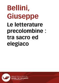 Le letterature precolombine : tra sacro ed elegiaco