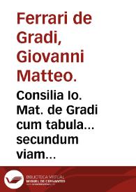 Consilia Io. Mat. de Gradi cum tabula... secundum viam Auicen. ordinatoru[m] vtile repertorium : Additis... Rabbi Moysi De regimine vite...