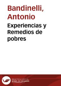 Experiencias y Remedios de pobres