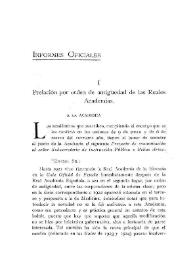 Prelación por orden de antigüedad de las Reales Academias