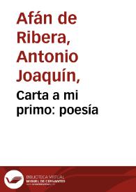 Carta a mi primo : poesía