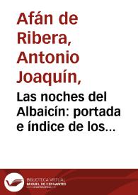 Las noches del Albaicín : portada e índice de los cuentos que componen el folletín 