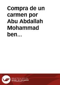 Compra de un carmen por Abu Abdallah Mohammad ben Mohammad Bahtan.