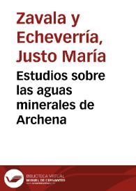 Estudios sobre las aguas minerales de Archena