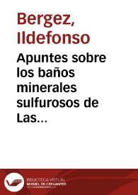 Apuntes sobre los baños minerales sulfurosos de Las Salinetas de Novelda ...