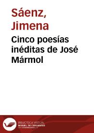 Cinco poesías inéditas de José Mármol