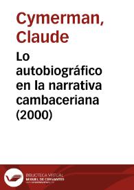 Lo autobiográfico en la narrativa cambaceriana (2000)