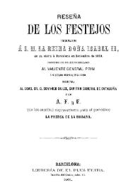 Reseña de los festejos tributados á S.M. la Reina Doña Isabel II, en su visita á Barcelona en setiembre de 1860, precedidos de los que se dedicaron al valiente General Prim á su entrada triunfal en la misma