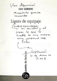 Dedicatoria de Ian Gibson en un ejemplar de su libro 