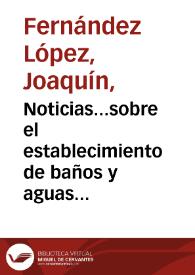 Noticias...sobre el establecimiento de baños y aguas minerales de Busot...