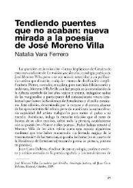 Tendiendo puentes que no acaban: nueva mirada a la poesía de José Moreno Villa