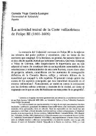 La actividad teatral de la corte vallisoletana de Felipe III (1601-1606)