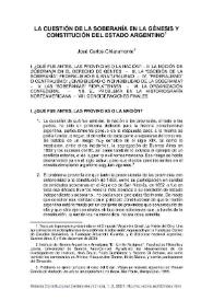 La cuestión de la soberanía en la génesis y constitución del Estado argentino