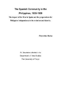 The Spanish Community in the Philippines, 1935-1939 : The impact of the War in Spain and the preparations for Philippine Independence in its evolution and identity