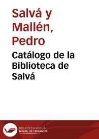 Catálogo de la Biblioteca de Salvá