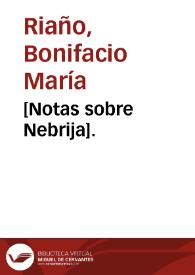 [Notas sobre Nebrija].