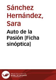 Auto de la Pasión [Ficha sinóptica]