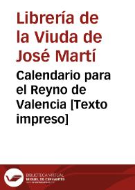 Calendario para el Reyno de Valencia 