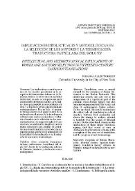 Implicaciones intelectuales y metodológicas en la selección de los autores y la terminología traductora castellana del siglo XV