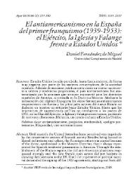 El antiamericanismo en la España del primer franquismo (1939-1953): el Ejército, la Iglesia y Falange frente a Estados Unidos 