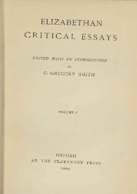 Elizabethan critical essays. Volume I