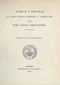 Farsas y églogas al modo y estilo pastoril y castellano