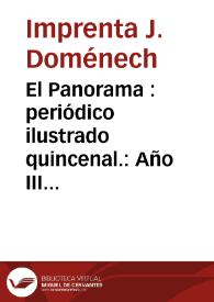 El Panorama : periódico ilustrado quincenal.: Año III Número 16 - 30 agosto 1869