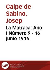 La Matraca: Año I Número 9 - 16 junio 1916