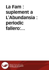 La Fam  : suplement a L'Abundansia : periodic fallero: 19 marzo 1906