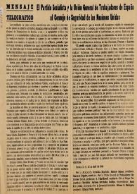 El Partido Socialista y la Unión General de Trabajadores de España al Consejo de Seguridad de las Naciones Unidas