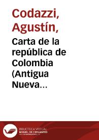 Carta de la república de Colombia (Antigua Nueva Granada), dividida en departamentos