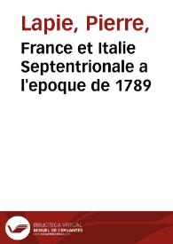 France et Italie Septentrionale a l'epoque de 1789