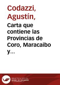 Carta que contiene las Provincias de Coro, Maracaibo y Mérida divididas por cantones