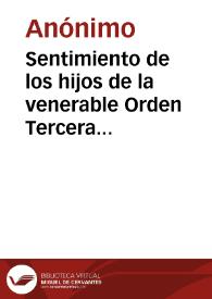 Sentimiento de los hijos de la venerable Orden Tercera al partir su Madre Sma. Ntra. Señora de Chiquinquirá