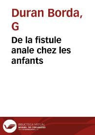 De la fistule anale chez les anfants