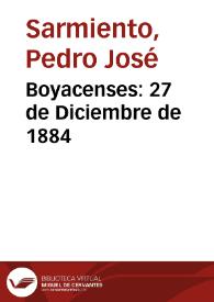 Boyacenses: 27 de Diciembre de 1884