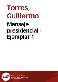 Mensaje presidencial - Ejemplar 1