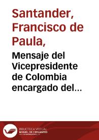 Mensaje del Vicepresidente de Colombia encargado del Gobierno al Congreso de 1826