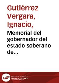 Memorial del gobernador del estado soberano de Cundinamarca al poder ejecutivo nacional